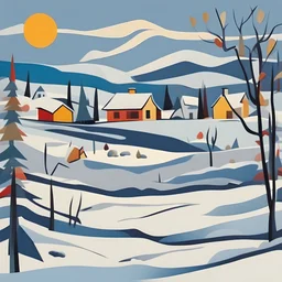 winter landscape in the style of Kandinsky