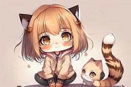 cute chibi girl as a cat