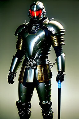 Cybernetic samurai wearing biomechanical armor, photorealistic
