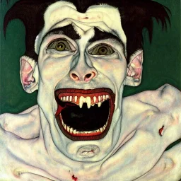 Vampire,big canine teeth, by egon Schiele