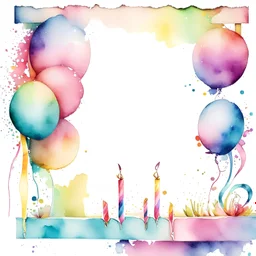 Watercolor Birthday Party Borders and Frames