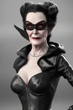 Carmen Dell`orifice as evil queen in black leather gown, angry, busty, curvey, cleavage, unreal 5, octane render,cinema4d, dynamic lighting, dramatic lighting, 4k, redshift render, highly detailed, hyper realistic