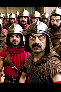 mr bean in "this is sparta" scene