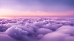 Sea of clouds, light lavender sky