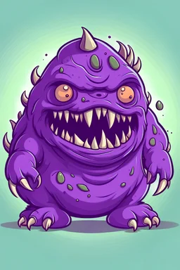 epic monster, purple, cartoon style