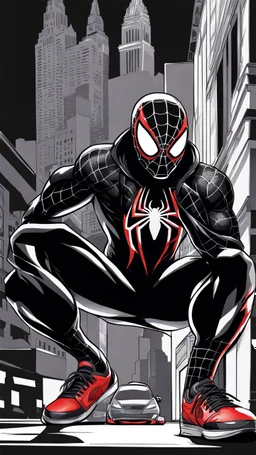 miles morales mix with venom symbiote in Street drawings artstyle, Street boy them, intricate details, highly detailed, high details