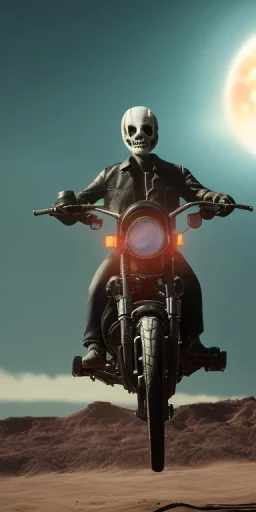 Ghost rider in hell with the moon in the background