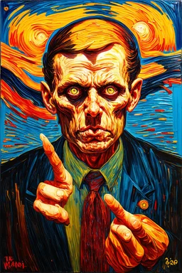demonic intelligence working through compromised humans who've sold their souls for money, power, and the illusion of importance; Edvard Munch inspired artwork