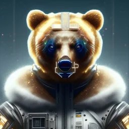 Cyberpunk Portrait of cyborg bear child with brown hair and with cute face, north pole snowy vibe , perfect composition, hyperrealistic, super detailed, 8k, high quality, trending art, trending on artstation, sharp focus, studio photo, intricate details, highly detailed, by greg rutkowski