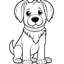 coloring page for kids age 2-5 years, puppy german shepherd ,cartoon style,thick lines, extremely low detail,no shading,no grey color, very simple art,only 2 legs and 2 arms ,white background, Centre aligned