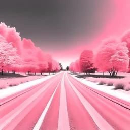 infrared shot of a long road in the countryside