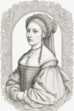 portrait of a renaissance woman on a white background