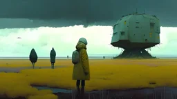 Science-Fiction painting, Denis Sarazhin, Simon Stålenhag, ominous sky, Alex Colville