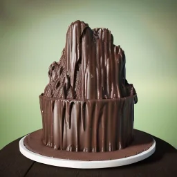 House cake chocolate waterfall made of chocolate is flowing, unreal engine