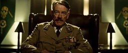 Bryan Cranston as Hitler, cinematic, Fuji Film, Anamorphic lens, 2040s, deep depth of field, Solarpunk