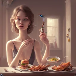 a dinner date with the girl next door, slice of life, modern, realistic,!! looking at the camera!!, solo, first person pov, enjoying life!!! elegant, highly detailed, digital painting, artstation, concept art, matte, sharp focus, illustration, art by Malika Agueznay.