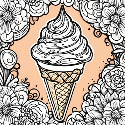 create a coloring book page of a slice of ice cream, black and white, high contrast, easy to color, bold outline