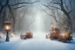 FOREST carriage LANTERN WINTER PATH FALL