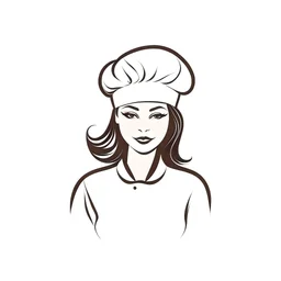 chef logo veiled woman, White background