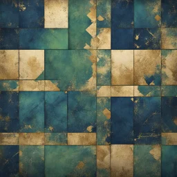 Hyper Realistic Green, Navy-Blue & Golden Abstract Retro Grungy Tile-Texture