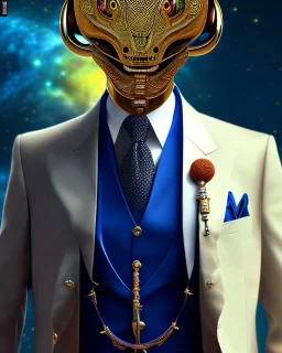 Full body alienígena antropomorfico humanoide con traje y corbata arte ilustración impresionista calidad ultra hiperdetallado intrincado maximalista 12k