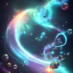 magical glowing water in space with dark background