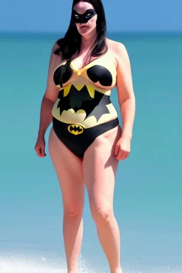 Batman on holiday in the algarve in his batman bikini and getting a bit fat