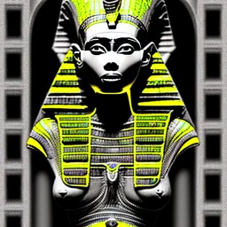 Double exposure of a black and yellow photo of the face of the pharaonic goddess Nefertiti and stairs inside a pyramid, black and yellow photo, a staircase, by John Alexander, stairs, a winding staircase inside a pyramid, inspired by Jerry Schatzberg, stairs to heaven, fine art photography, by Rodolfo Escalara, illustration, by Albert Cotin, beautiful, stairs, inspired by Rudolf Hausner, staircase 1