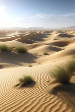 A realistic desert with sand dunes