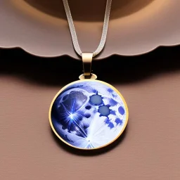 necklace with a simple, elegant design featuring a single, shimmering polyester in moon pendant