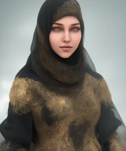 veil head 2 Muslim girl, hijab, black eyes, smile, full body dress, 8k resolution