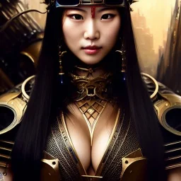 portrait beautiful face japanese female ninja,busty,ancient metal armor balanciaga fashion clothe painting by gaston bussiere, greg rutkowski, yoji shinkawa, yoshitaka amano, tsutomu nihei, donato giancola, tim hildebrandt, oil on canvas, cinematic composition, extreme detail,fit full head inside picture,16k