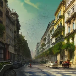 Cornershop,flowers shop, Beaux Arts architecture,+palladio+liveable street+detailed facades+green city,uphill road,trees on walkway,elegant avenue, biopunk+Bueno Aires,vienna, alphonse mucha, greg rutkowski,matte painting, cryengine, hyper detailed, felix kelly, fantasy art, seb mckinnon"