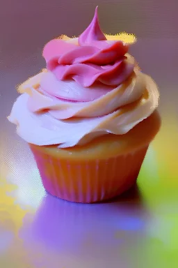 An impressionist-style cupcake
