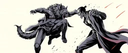 werewolf vs vampire cyberpunk action scene, acrobatic dodge, cape, all seen drawn on isometric grid