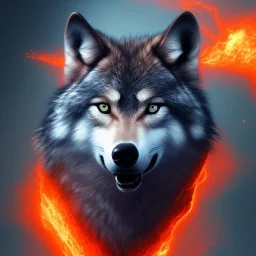 Wolf, red, fire, lava, 8K, dramatic lighting, masterpiece, expert, sharp focus, portrait frame