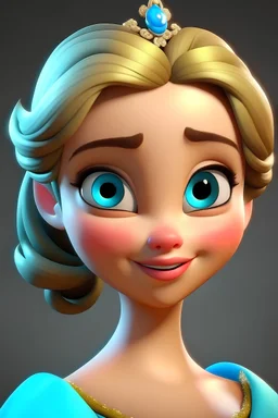 Generate a fully realistic Disney-inspired princess avatar in 4K resolution with large, expressive eyes, a gentle facial expression, and a smile reminiscent of a clown's nose. Ensure the character embodies the charm and grace of a princess, radiating joy. Pay close attention to making the lips and eyes clearly visible, as they will be animated. Position the face directly facing the viewer for an engaging presence. Include a circus tent in the background to create a whimsical atmosphere.