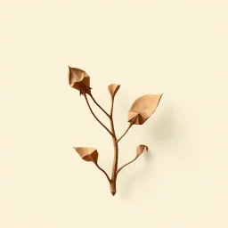 concept art of low poly stylized alien dry single leaf plant on a neutral background. Strange fictional extraterrestrial flora with unusual shapes