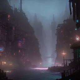 low town under city fantasy dungeon punk dark river