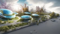 город будущего 2050, сказка, сияние, абстракция, вид с высоты птичьего полета,