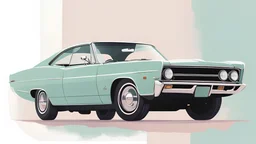 1969. Vintage car. Soft colors. Perfect details. Minimalist design