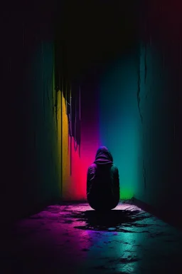 Visual representation of loneliness colourful darkness high definition deep