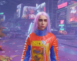 Billie Eilish, in stockings, cyberpunk2077