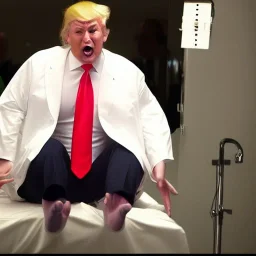 Bloated Donald trump playing dress up in a mental ward