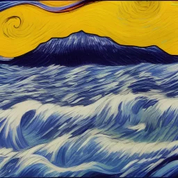 Drawing of a Tsunami Vincent van Gogh style