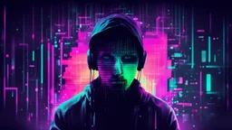 create me a hacker desktop background with the style of glitchart