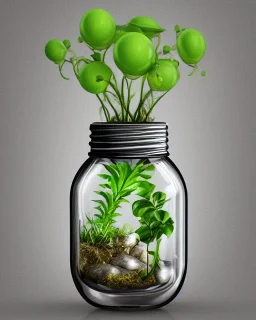 a glass jar lightbulb filled with plants, highly detailed, digital art, sharp focus, trending on art station, illustration