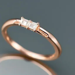 delicate thin ring with baguette diamond, knot, rose gold, thin ring