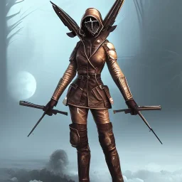 female masked combatant full-body