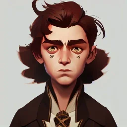 Portrait of a handsome brown haired little warlock kid by Nick Harris